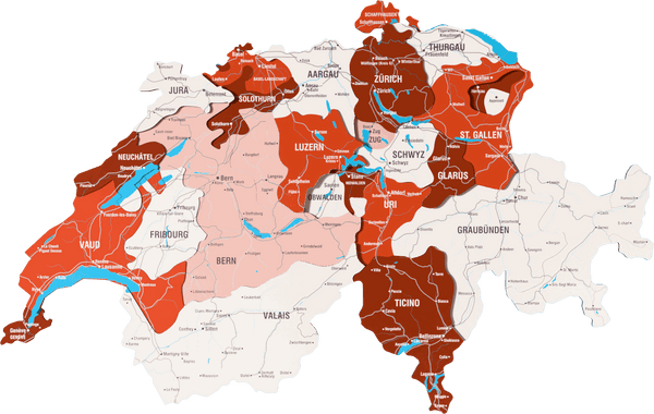 Switzerland Wooden Wall Map - 3D UV Printed Wall Art &mdash; size  shown to scale on a 4.2 metre wall