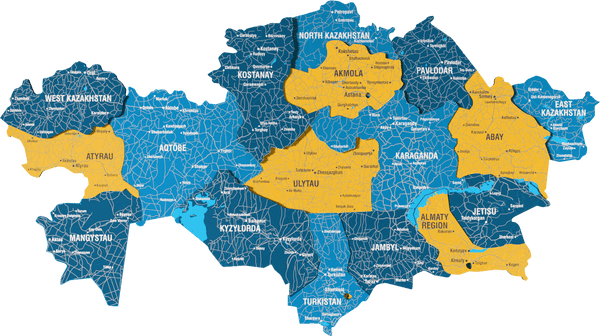 Kazakhstan Wooden Wall Map - 3D UV Printed Wall Art &mdash; size  shown to scale on a 4.2 metre wall
