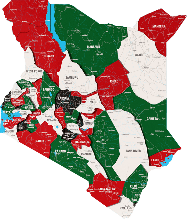 Kenya Wooden Wall Map - 3D UV Printed Wall Art &mdash; size  shown to scale on a 4.2 metre wall