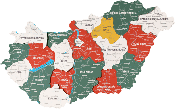Hungary Wooden Wall Map - 3D UV Printed Wall Art &mdash; size  shown to scale on a 4.2 metre wall