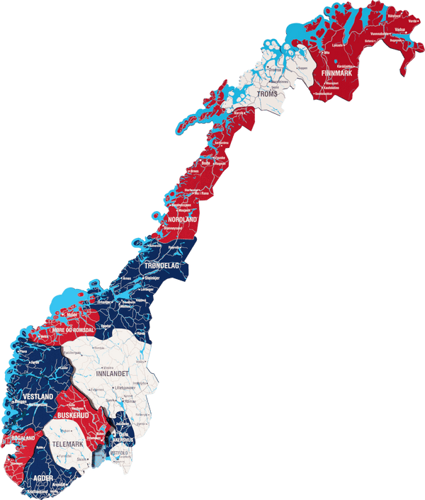 Norway Wooden Wall Map - 3D UV Printed Wall Art &mdash; size  shown to scale on a 4.2 metre wall
