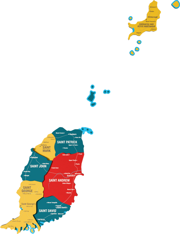 Grenada Wooden Wall Map - 3D UV Printed Wall Art &mdash; size  shown to scale on a 4.2 metre wall