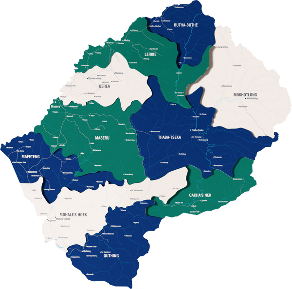 Lesotho Wooden Wall Map - 3D UV Printed Wall Art &mdash; size  shown to scale on a 4.2 metre wall