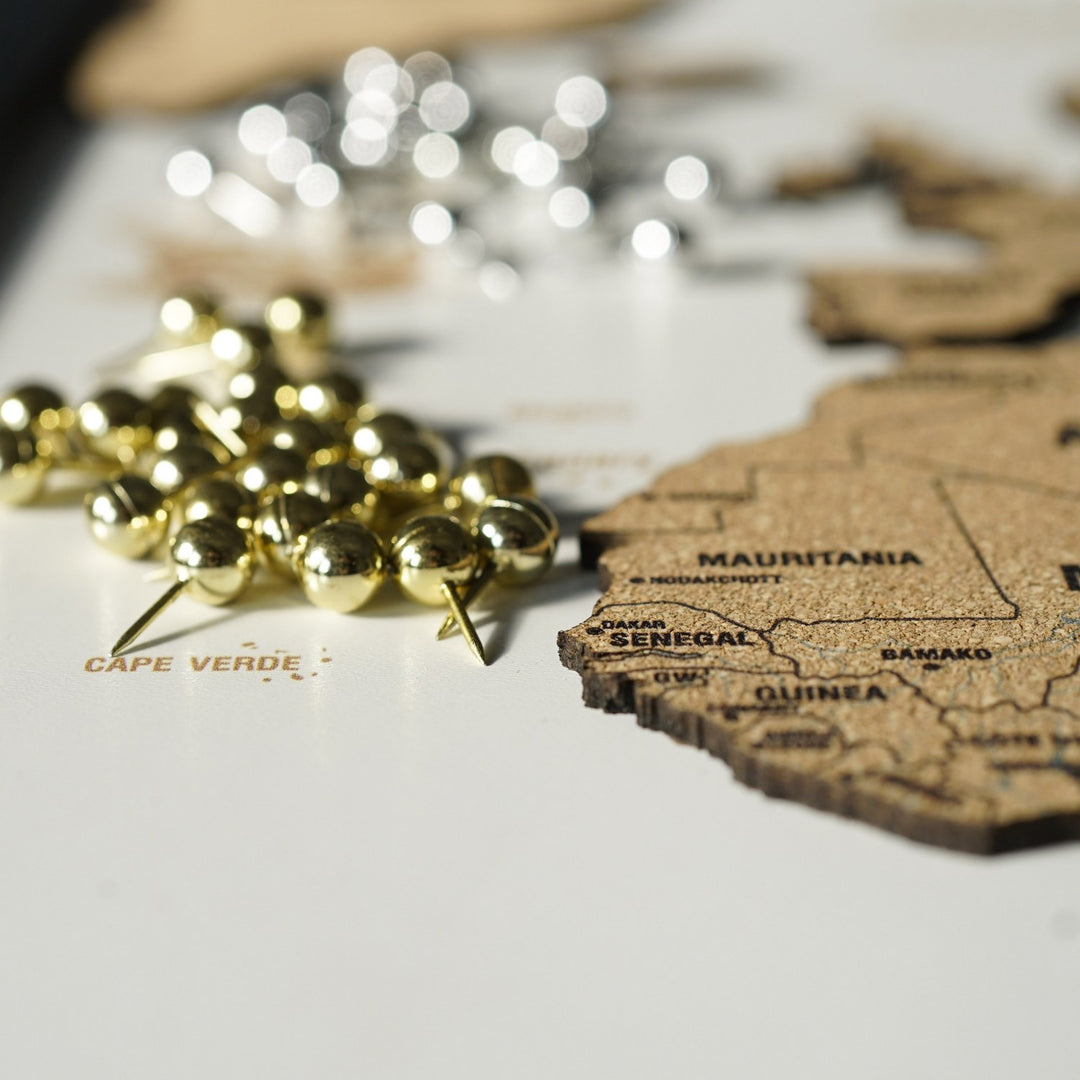 Framed Cork Push Pin World Map - Travel Tracker Wall Art
