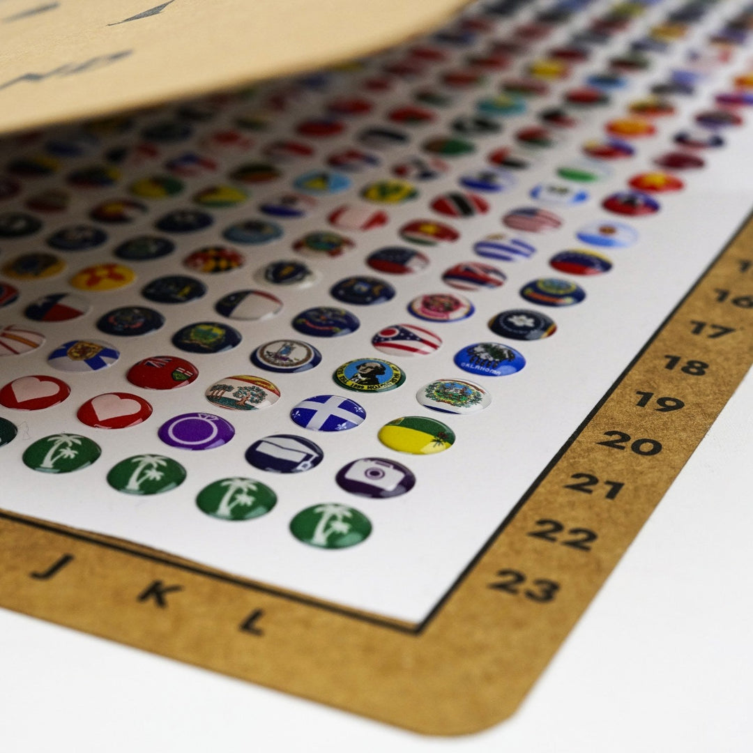 Activity icon pins in the bottom rows of the 276 pin set, close-up with column numbers