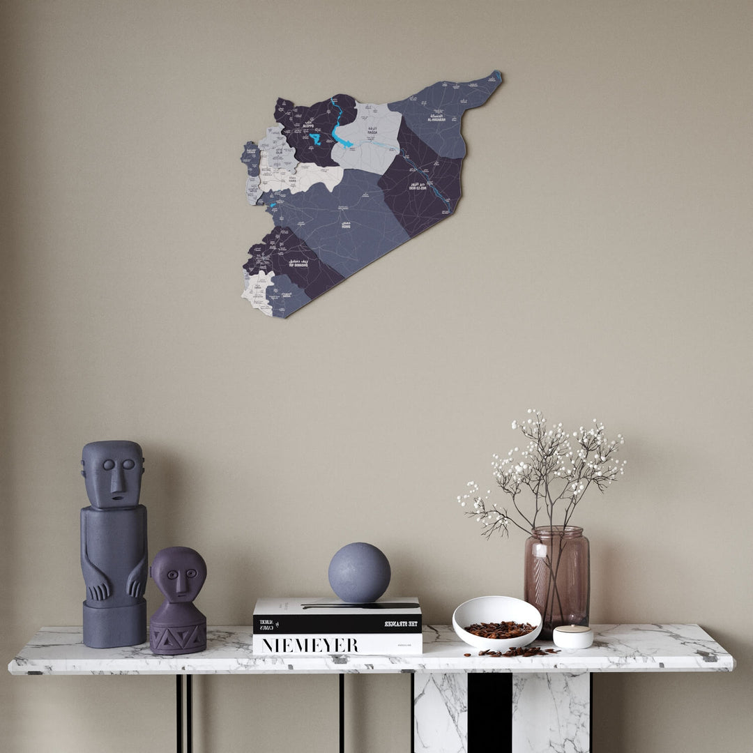 Syrian Wooden Wall Map 3D Art Decor