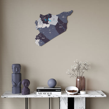 Syrian Wooden Wall Map 3D Art Decor