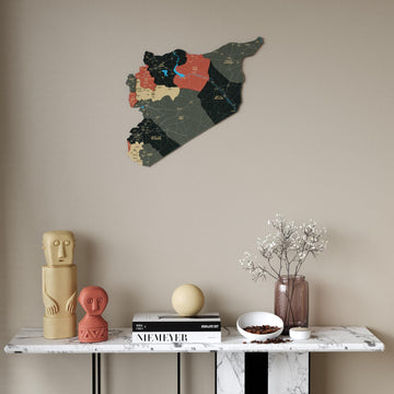 Syrian Wooden Wall Map 3D Art Decor