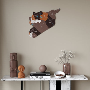 Syrian Wooden Wall Map 3D Art Decor