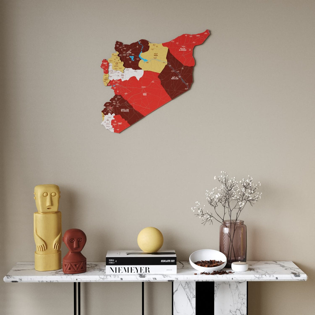 Syrian Wooden Wall Map 3D Art Decor