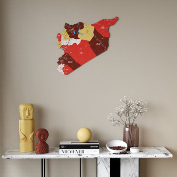 Syrian Wooden Wall Map 3D Art Decor