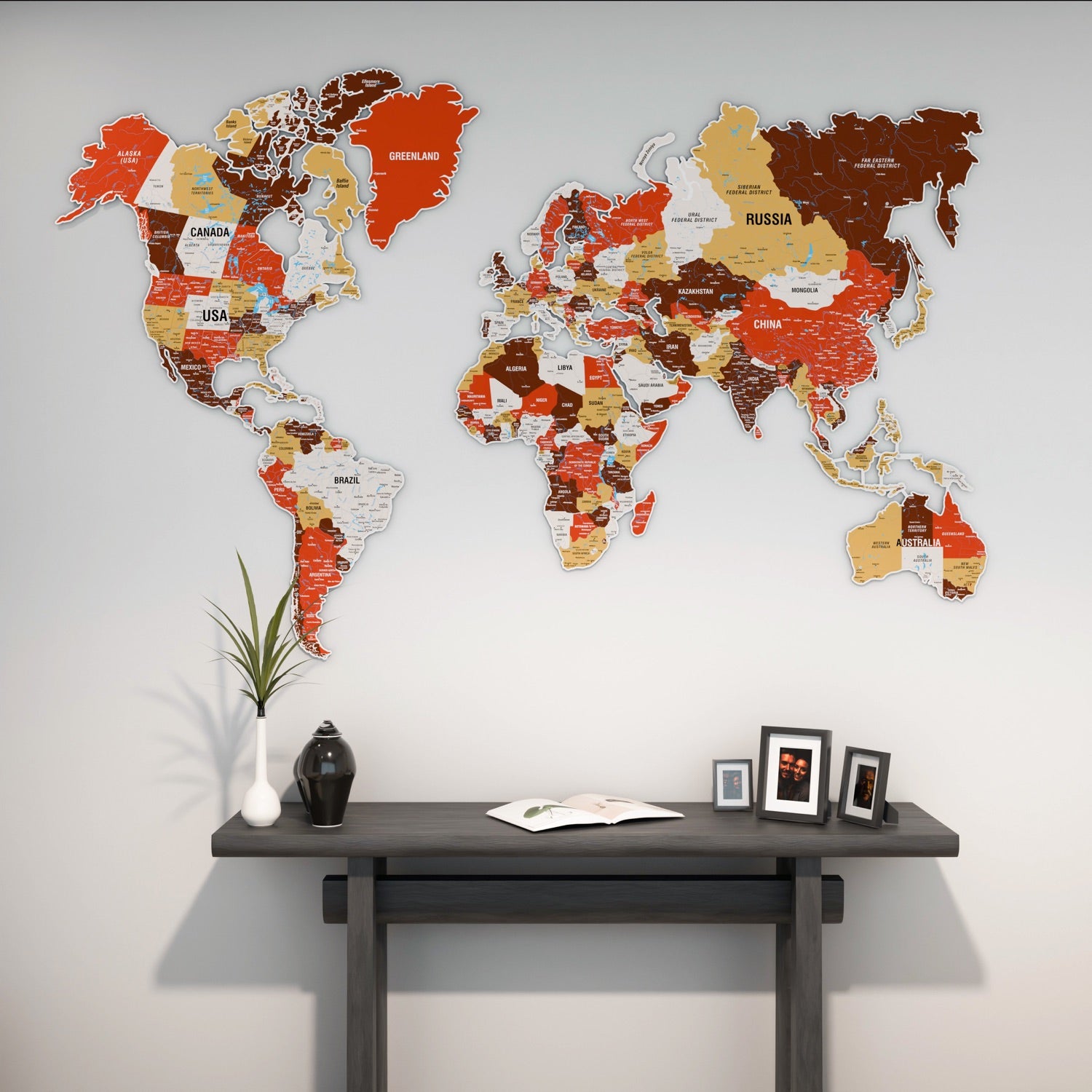 World map Metal map print World Map Wall 2024 art Map Print on metal Rust wall art Multi panel world map Large metal print Large world map