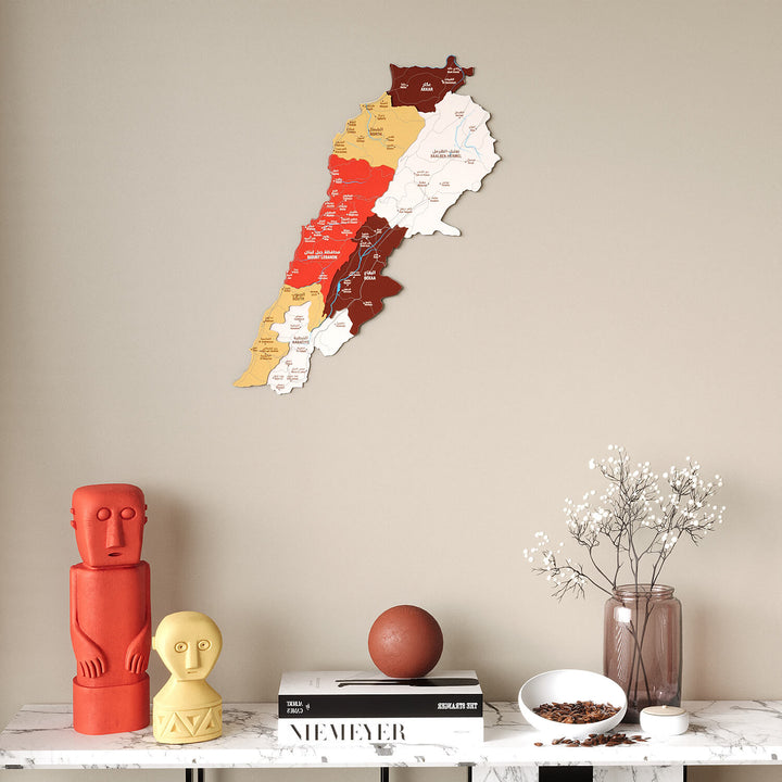 Lebanon Wooden Wall Map Colorful Flag Edition Decor