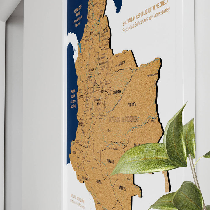 Framed Colombia Cork Map Wall Decor