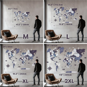 Wooden World Map for Wall - 3D Art & Vibrant Colors (Nimbus)