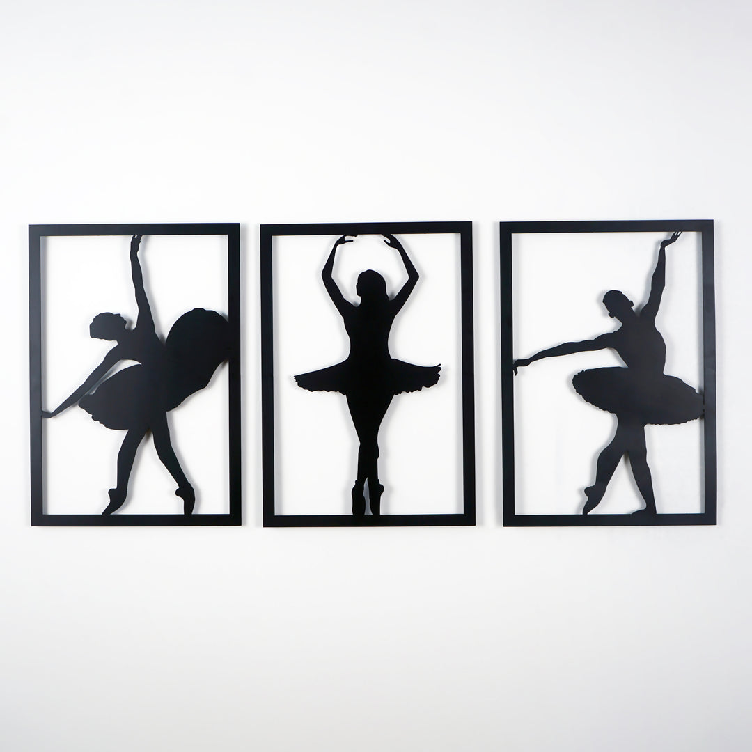 metal-wall-decors-metal-wall-table-triple-ballerina-elegant-dance-themed-metal-wall-art-black-gold-silver-copper-colorfullworlds