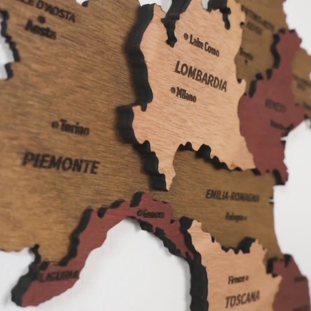Wooden 3D Italy Map, Wooden Wall Decor