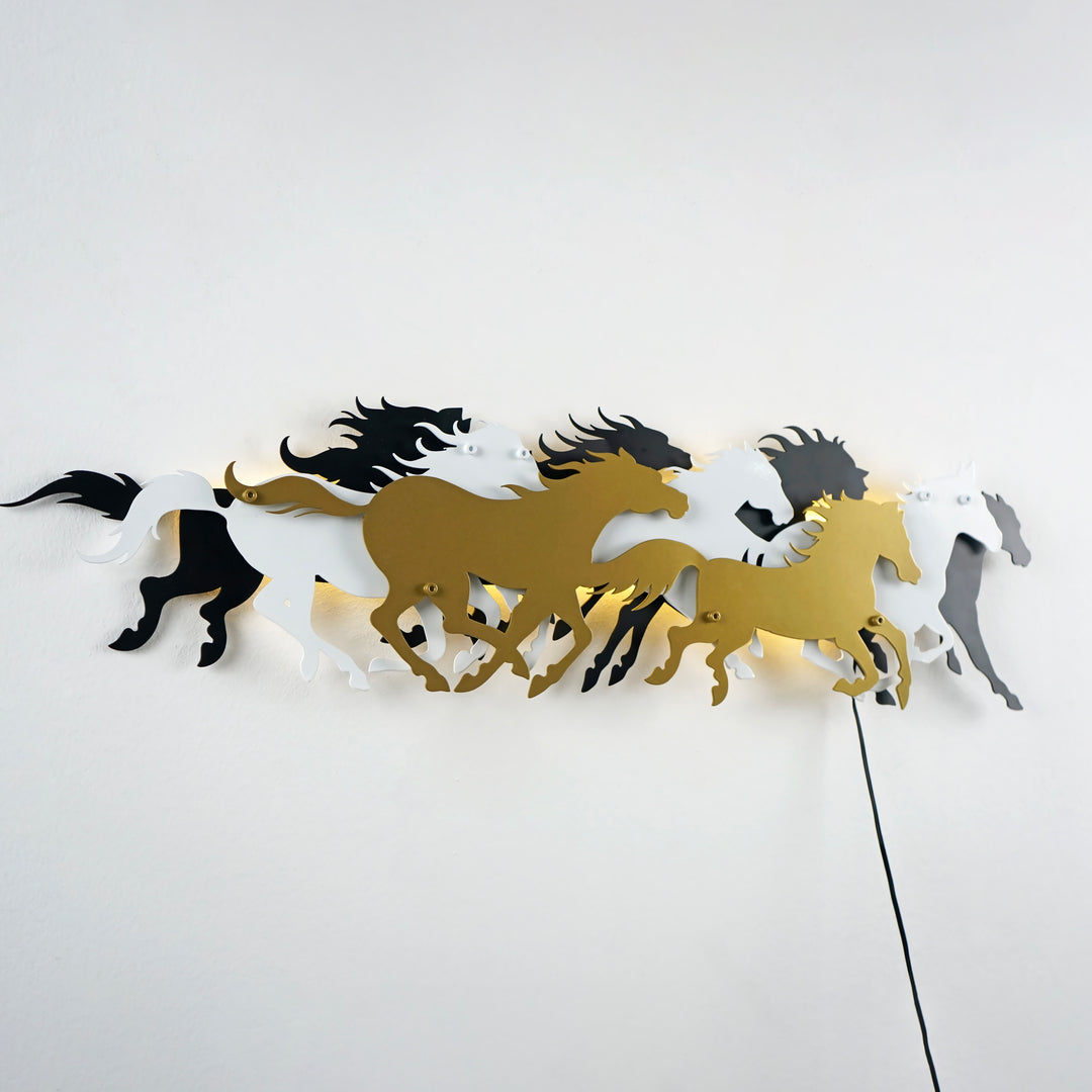 herd-of-horses-horse-decor-led-lights-grey-gold-black-copper-3d-metal-wall-art-home-decor-colorfullworlds
