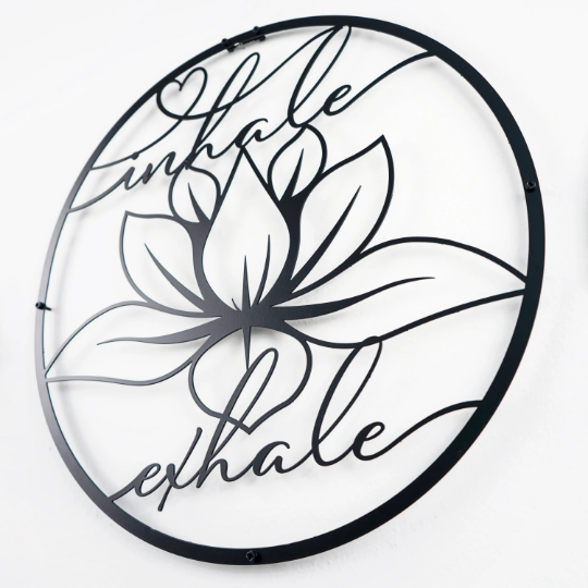 inhale-exhale-with-lotus-circular-metal-wall-decor-metal-home-decor-wall-art-black-gold-silver-copper-colorfullworlds
