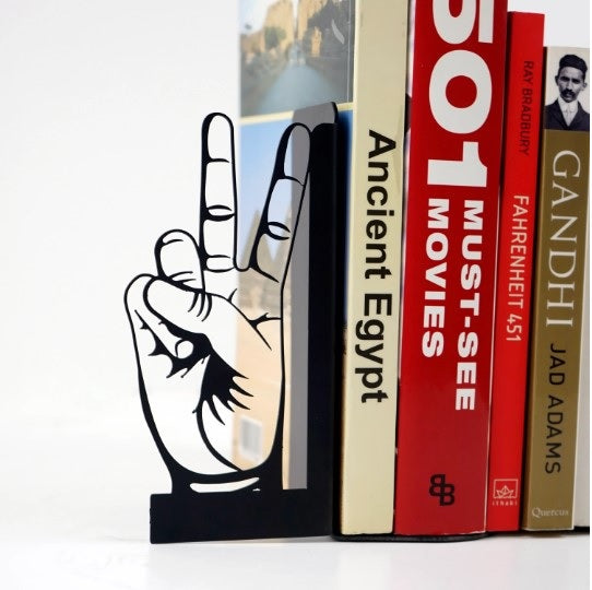 metal-bookend-victory-and-love-sign-artistic-expression-of-love-and-success-black-gold-silver-copper-office-metal-decor-colorfullworlds