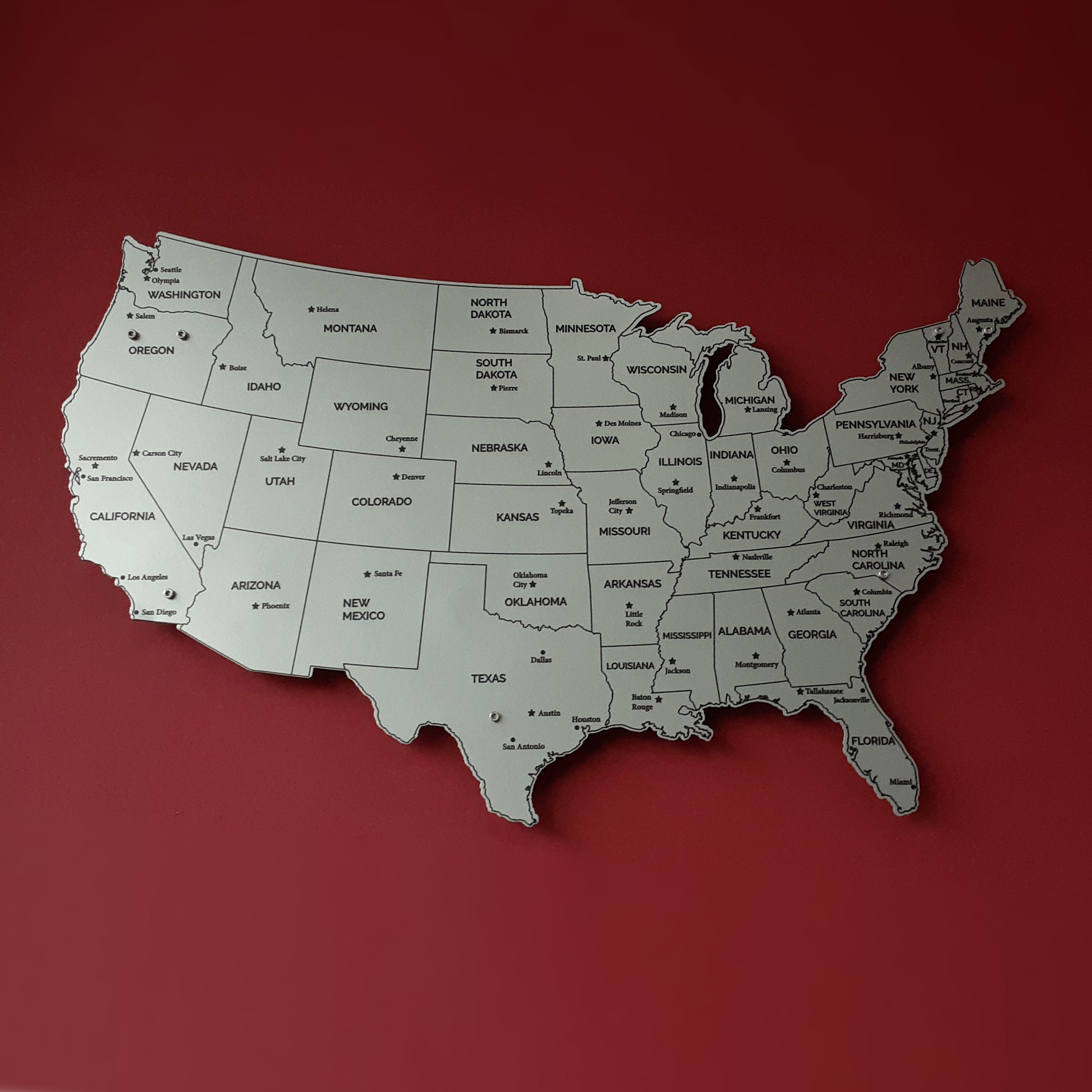 Metal USA Map Wall Art UV Printed - Abdharitasilver2