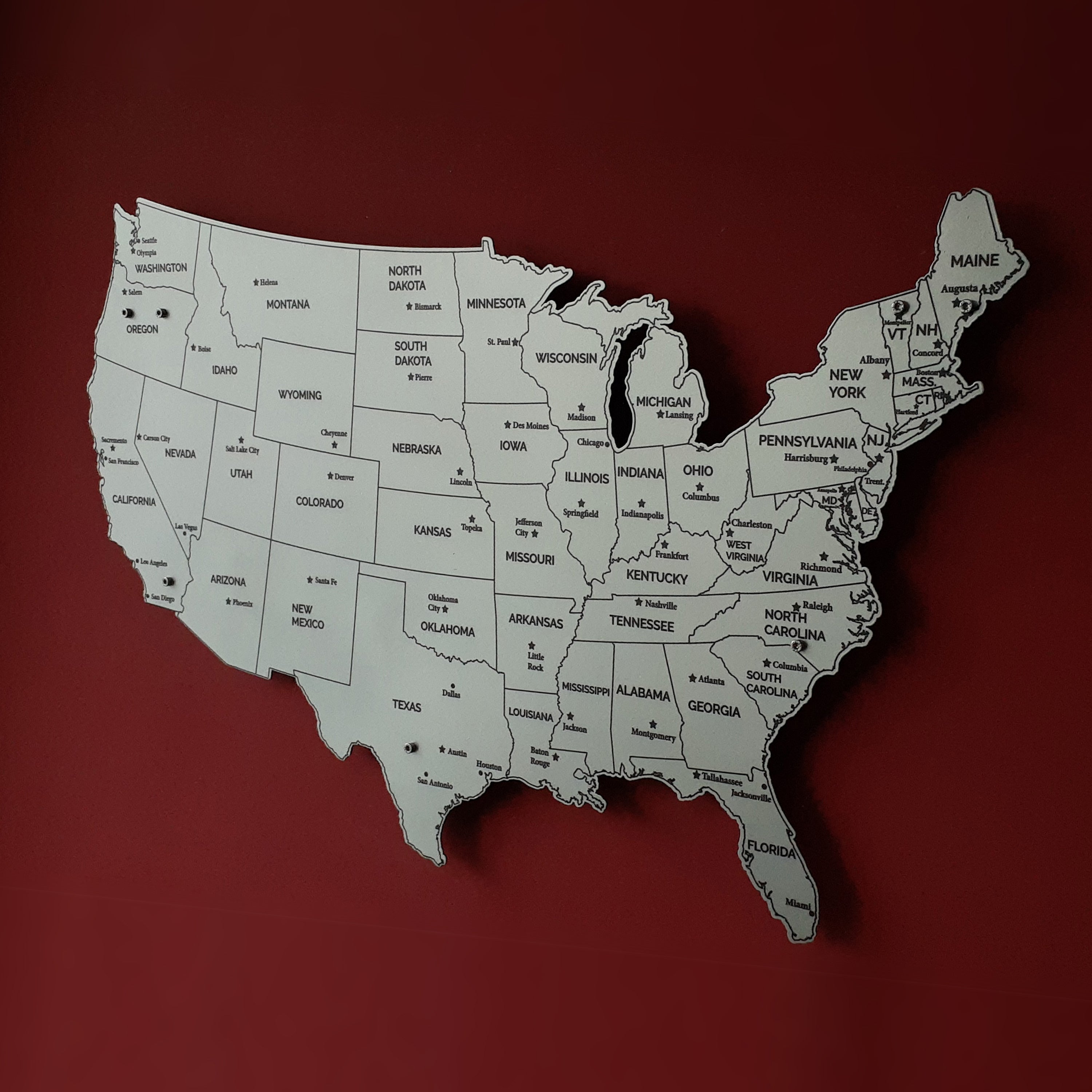 Metal USA Map Wall Art UV Printed - Abdharitasilver3