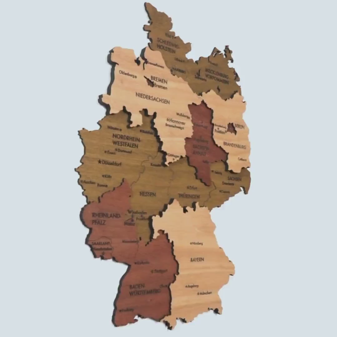 Wooden 3D Germany Map, Deutschland Map Wooden Wall Decor