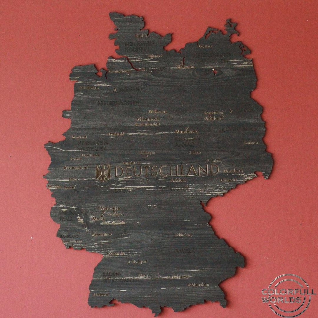 2D Wooden Germany (Deutschland) Map Maple