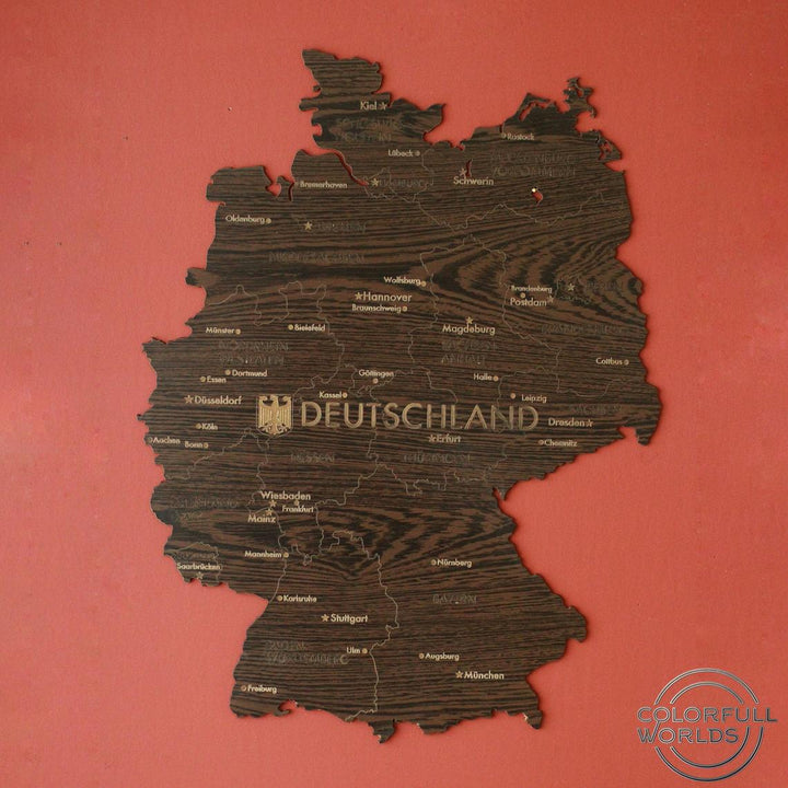 2D Wooden Germany (Deutschland) Map Light Brown