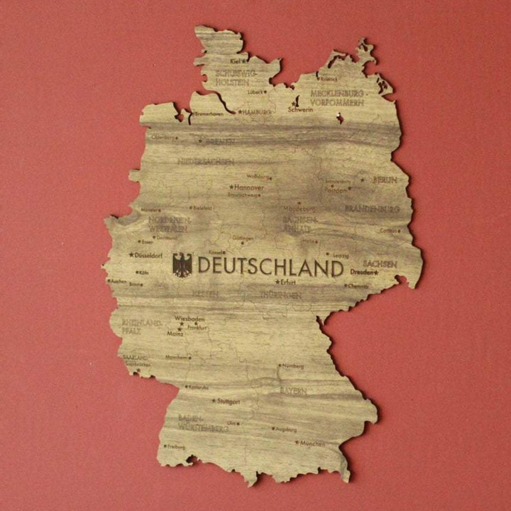 2D Wooden Germany (Deutschland) Map Dark Brown