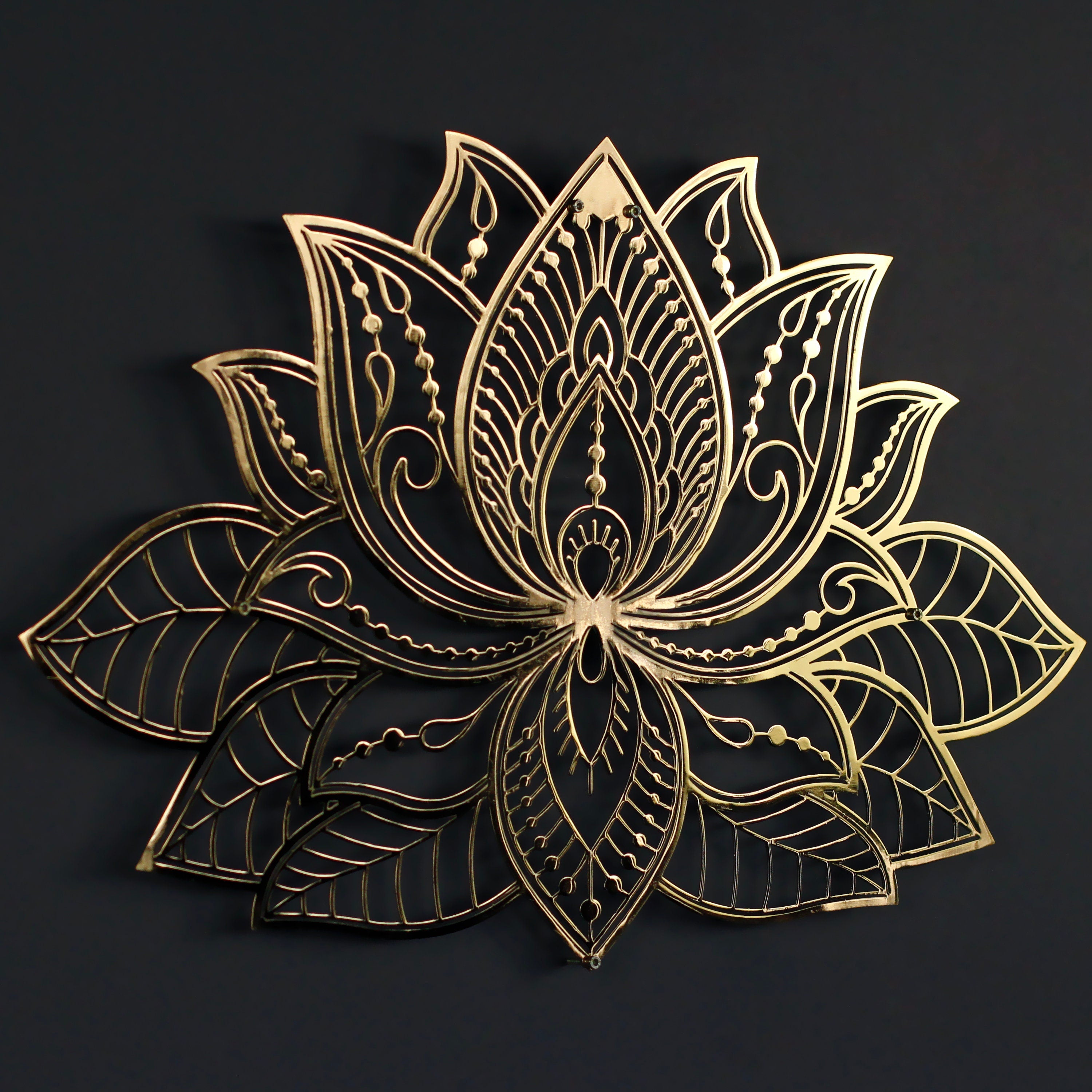 Shiny Metal Lotus Mandala Flower Wall Art ColorfullWorlds