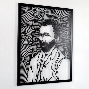 self-portrait-by-van-gogh-metal-wall-decor-metal-home-decor-black-gold-silver-copper-finish-colorful-worlds