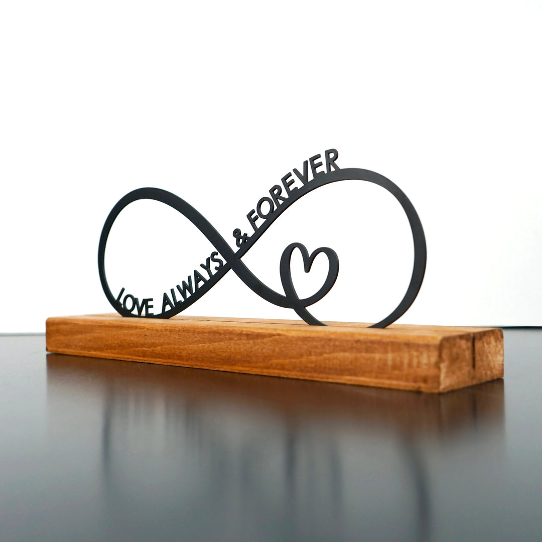 infinity-and-small-heart-love-always-metal-table-decors-silver-black-office-metal-decor-colorfullworlds