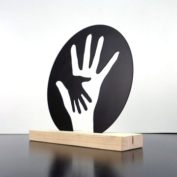 mother-and-child-hands-metal-home-decor-metal-home-decor-metal-table-decor-contemporary-look-colorfullworlds